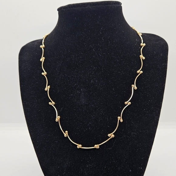 gold tone crescent link necklace - Picture 1 of 2